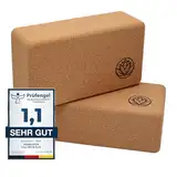 Yoga Block 2er Set VonBueren | Yoga Blöcke aus Kork | 22 x 12 x 7,5 cm je Yogablock | Yoga Klotz für Damen und Herren | Yogaklötze | Yogablöcke