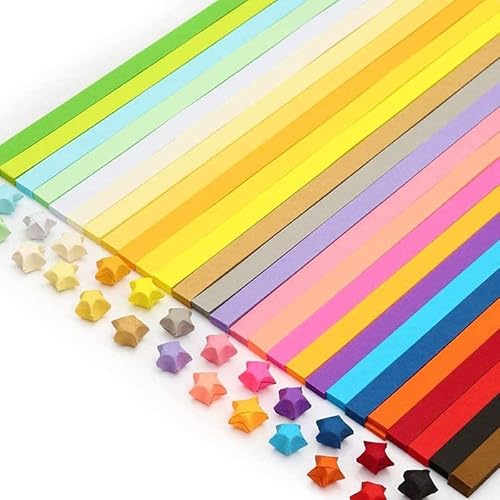 Erlliyeu Origami Sterne Papierstreifen Package, Origami Papier Sterne, 27 Farben, 1350 Streifen (Rainbow Colors)