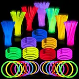 JOYIN 200pcs 20.3 cm Knicklichter party set, Neon Leuchtstäbe Party Deko, Leuchtstäbe Kinder , Partygeschenke, leuchtende Partydekorationen mit Verbindungsstücken für Geburtstag, Hochzeit
