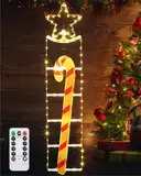 Gleamkid LED Weihnachtsmann Leiter Lichterkette - 1.3 M LED Weihnachtsbeleuchtung Strombetrieben mit Timer, 8 Modi für drinnen und draußen, Fenster, Garten, Haus, Wand, Weihnachtsbaumdekoration