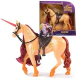 Unicorn Academy Einhorn Cinder – ca. 28 cm großes Einhorn von Valentina zur beliebten Netflix-Serie, 2 Reitzubehörteilen und abnehmbarem Zaumzeug für realistisches Rollenspiel, ab 4 Jahren