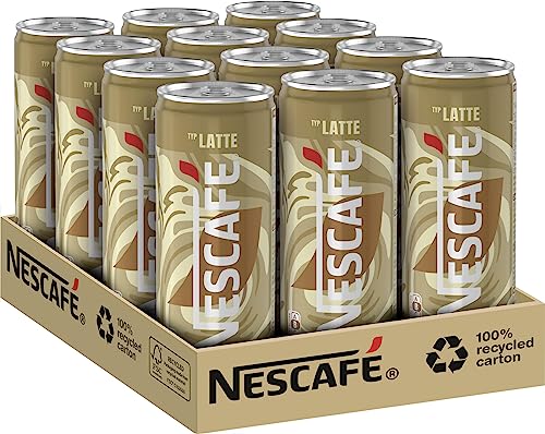 NESCAFÉ Ready-to-drink Typ Latte, trinkfertiger Iced Latte Macchiato in der Dose für unterwegs, koffeinhaltig, 12er Pack (12 x 250ml)