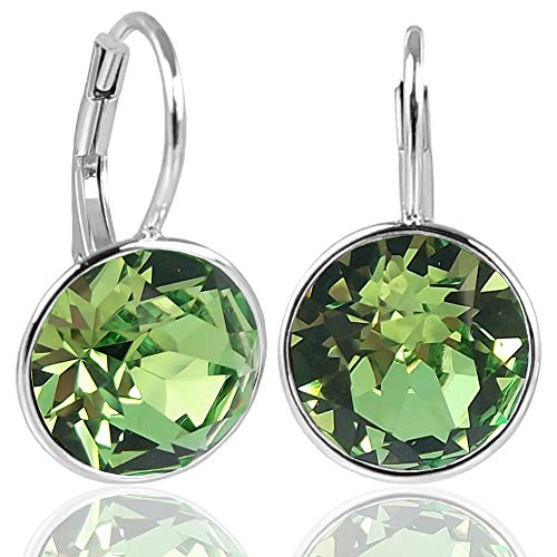 NOBEL SCHMUCK Silber-Ohrringe mit Marken Kristallen 925 Sterling Silver - Peridot