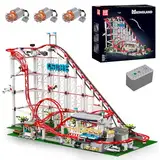 Mould King 11014 Technik Achterbahn Set, 3646 Teile Vergnügungspark Loop Coaster Modellbausteine für Erwachsene, MOC Elektrisches mechanisches Bausteinmodell Klemmbausteine Bausatz Spielzeug