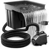 Biling Teich Wasserfall Garten Wasserfall Komplettset mit Fiteration, 80W 4500L/H Pool Wasserfall Teichfilter mit Pumpe, Wasserfall Teichpump Filter Kits für Gartenteich Wasserspiel Terrasse