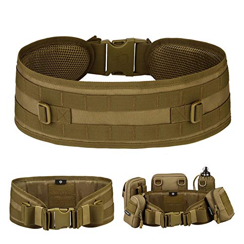 HUNTVP Taktischer Gürtel Verstellbar Molle Gürtel Militär Koppel Nylon Tactical Belt Wasserdicht Schnellverschluss Armee für Polizei Security Sicherheit Wandern Bergsteigen Outdoor - Braun