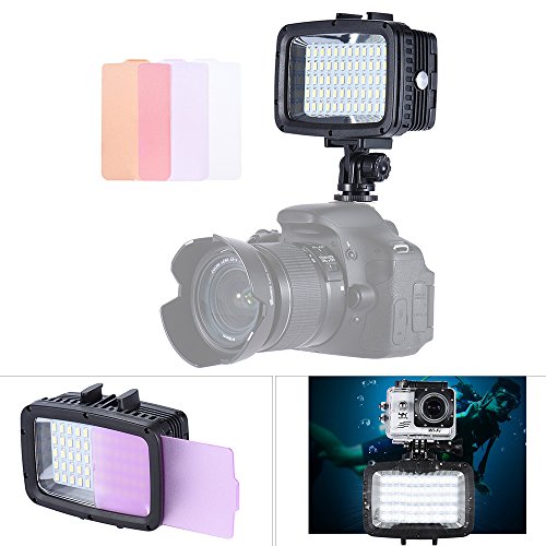 Andoer Dauerlicht Set Ultra Bright 1800LM 3 Modi Wasserdicht Unterwasse 60 LED Tauchausfüllleuchte Video Studio Fotolampe für GoPro Hero Xiaomi Yi SJCAM Action Cam für DSLR Kamera mit Hot Shoe Mount