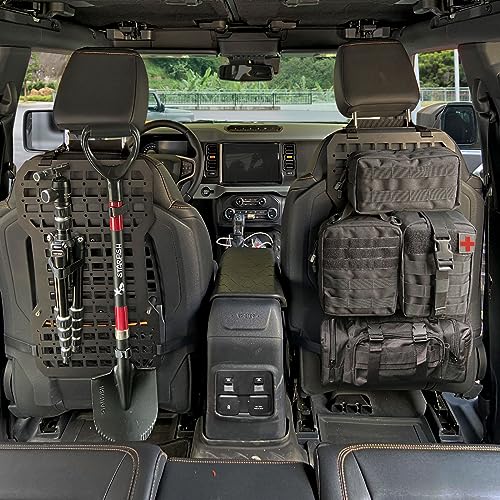 MAIKER OFF ROAD Molle Rückenlehnen-Organizer, MOLLE-Panel mit 4 abnehmbaren MOLLE-Taschen und 10 Befestigungsbändern, kompatibel mit Ford Bronco 2021, 2022, 2023, 2 Stück