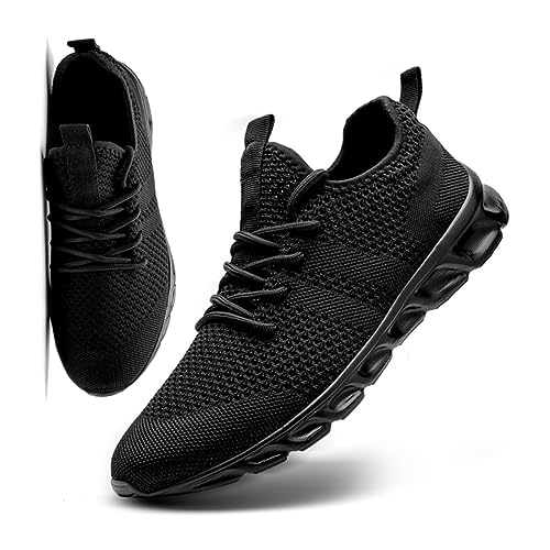 MGNLRTI Herren Schuhe Sneaker Laufschuhe Sommerschuhe Sportschuhe Straßenlaufschuhe Turnschuhe Fitnessschuhe Joggingschuhe Workout Freizeitschuhe Männer Running Shoes Gym schwarz EU42