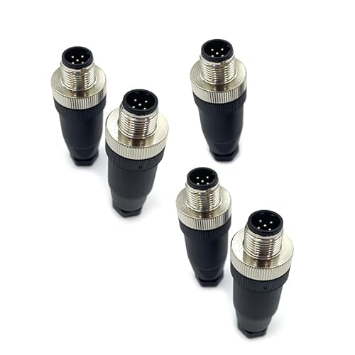 5 Stücke M12 5 poliger B Code Stecker Rundsteckverbinder, vor Ort montiert mit 12mm verdrahtetem Sensor, industrieller Rundstecker IP67 ungeschirmter gerader Stecker 125V 4A