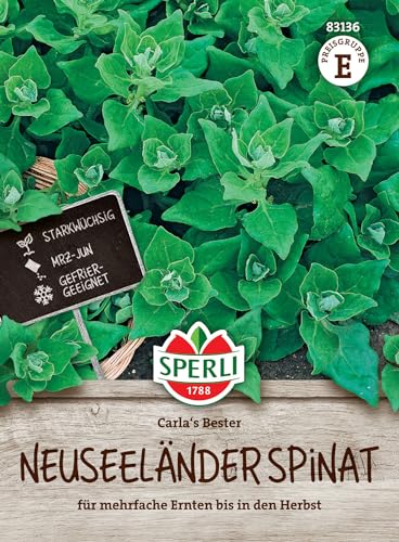Sperli Neuseeländer Spinatsamen Carla's Bester 83136 - für mehrfache Ernten bis in den Herbst - Inhalt für 25 Pflanzen - starkwüchsig - Gemüsesamen, Saatgut, Gemüsepflanzen