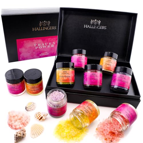 Hallingers Frauen-Power - 5er Badesalz-Geschenk-Set mit Totes Meer-Salzen (Set) - Geschenkideen Weihnachten & Geschenke Weihnachten | Glückwunsch Glückwünsche Neues Zuhause