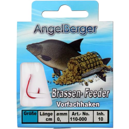 Angel Berger Vorfachhaken gebundene Haken (Brassen/Feeder, Gr.10 0,18mm)