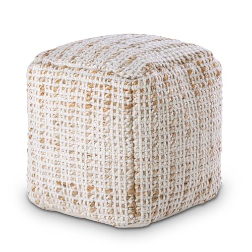 Amago home Sitzhocker Sitzpouf Jute Bodenkissen rund quadratisch Deko Hocker Fußhocker Größe quadratisch 40x40x40