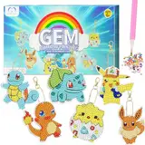 MATHARAGO Diamond Art for Kids 6 Pcs DIY Diamond Painting Keyrings Set, Painting by Number Gem Keychains Craft Kits for Kids Ages 6-12, Gifts for Birthday, Back to School