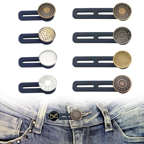 Hosenbunderweiterung Hosenknopf,8 Stück Hosenbunderweiterung Knopf,Hosen Expander Button,Jeans Knöpfe und Hosen Expander Button Set,Hosenknopf Verlängerung für Jeans Hosen,Hosenerweiterung