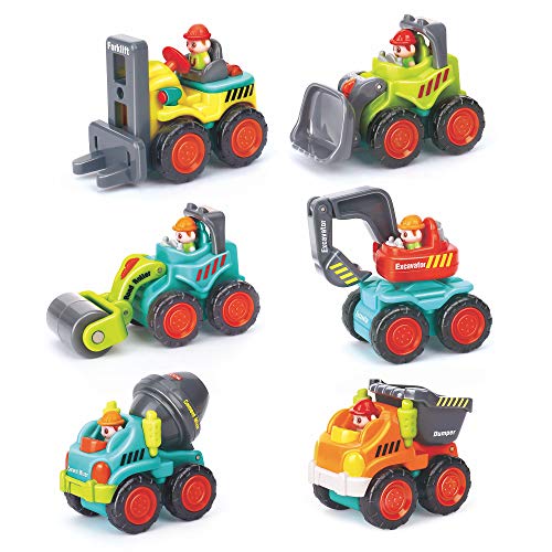 6-teiliges Baufahrzeug-Set – Bulldozer, Zementmischer, Kipper, Gabelstapler, Bagger und Straßenwalze für Ihren kleinen Bauunternehmer – Schiebespielzeug für Kleinkinder ab 18 Monaten