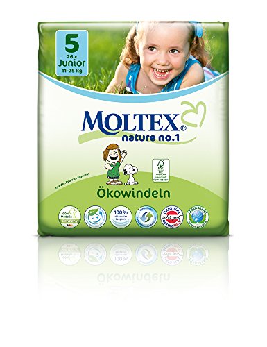 Moltex Nature No. 1 Ökowindeln, Größe 5 (Junior), 11-25 kg, (1 x 26 Windeln)