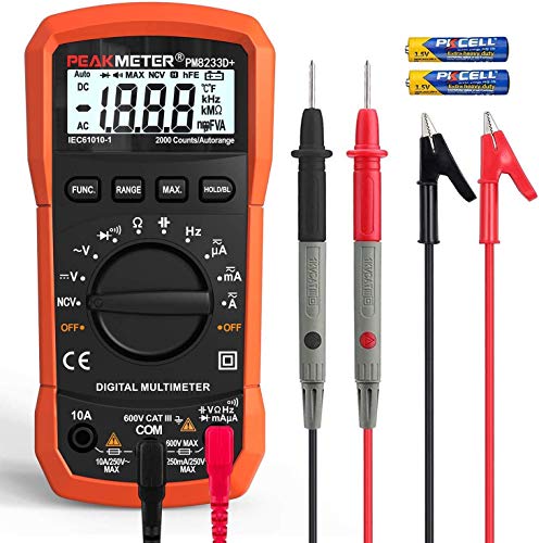 Digital Multimeter mit automatischer Bereichswahl, Multifunktionstester, der AC/DC Voltage, AC/DC Current, Widerstand, Durchgang, Kapazität, Frequenz und Diodentests, Datenhaltung und NCV misst.