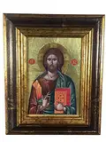 Motivationsgeschenke Ikone Christus Pantokrator 18 x 22 cm Griechenland Leinwand Holzrahmen