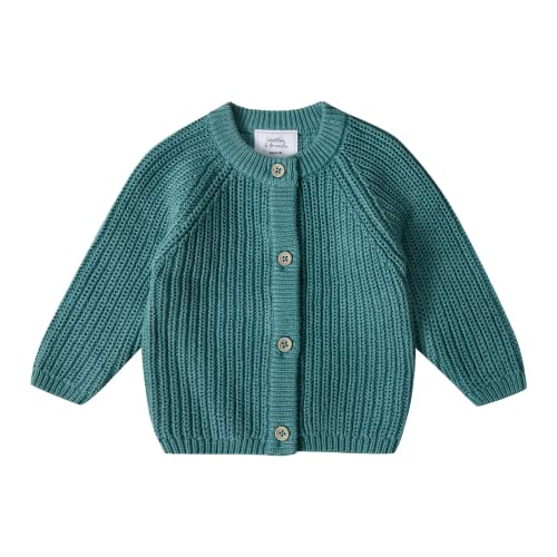 Stellou & friends Cardigan-Strickjacke für Mädchen und Jungen | Hochwertige Baby-Kleidung aus 100% Baumwolle | Gr. 86/92 - Salbei