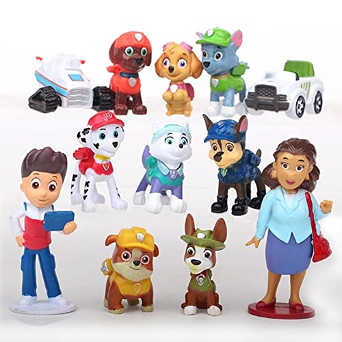Paw Dog Pa trol Kuchen Deko 12 Stück Paw Dog Pa trol Figuren Torte Paw Dog Pa trol Tortenfiguren Muffin Geburtstag Tortenfiguren Für Mädchen Junge Happy Birthday Cake Topper