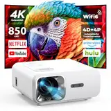 Beamer 4K【Auto Fokus&Auto 4P/4D Keystone】30000L 1080P Full HD WiFi6 Bluetooth5.2 Projektor, Jimveo Unterstützt 4K Beamer Heimkino mit 50% Zoom 400''Display LED Beamer Klein, kompatibel mit TV Stick,PC