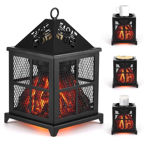 Duftlampe Elektrisch, 4 in 1 Duftlampe für Duftwachs, Kerze & Duftöl, Kamin Duftlampe für Wachs mit Timer (2H/4H/8H), Elektrischer Wachswärmer Duftöl für Schlafzimmer Nachtlicht,Geschenke&Home Decor