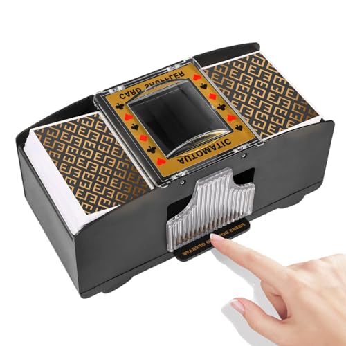 ZIKSUN 1-2 Deck Card Shuffler Maschine, Batteriebetriebener Automatischer Kartenhändler, Elektrische Kartenmischer, die Poker/UNO/Bridge Spiel spielen Zubehör für Familienparty Club