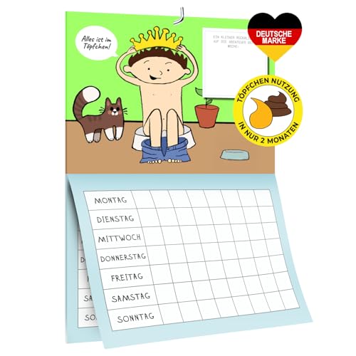 Töpfchentraining Kalender - Töpfchen Buch für Kinder mit Stickern, Krone und Diploma - Belohnungstafel für das Töpfchen Training - Ideal zum trocken werden!