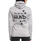 Spreadshirt Die Mit Dem Hund Geht Hundemama Gassi Hundebesitzerin Spruch Frauen Kapuzen-Fleecejacke, XL, Hellgrau meliert