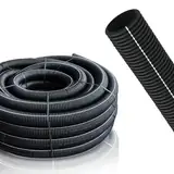 METEOFLEX Protect XL Leerrohr innen glatt 450N mit Muffe mit Einzughilfe M40 / M50 / M63 aus HDPE - Wellrohr für Erdreich, Erdverlegung, Außenbereich etc. (M50-25m)