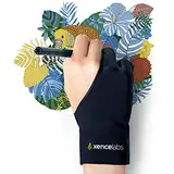 XENCELABS Zeichenhandschuh, Antifouling-Handschuh für Grafiktablett,Künstlerhandschuh Geeignet für Rechts und Links,Zwei-Finger-Handschuh,Schwarz,L