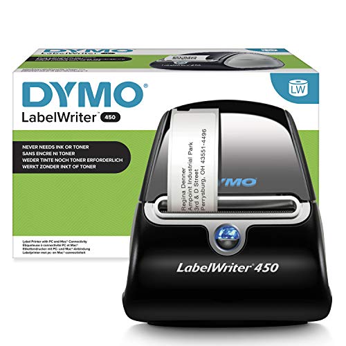 DYMO LabelWriter 450 Etikettendrucker | für bis zu 51 Etiketten/Minute | 300 dpi. Thermodirekt Etikettiergerät | USB | für LW Etiketten bis 60mm Breite, schwarz