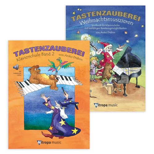 Tastenzauberei Band 2 und Weihnachtsmusizieren (Starterset) mit Online Audio (ISBN 9789043170819, 9789043132428) + Soundman Notenheft + 2 Piano-Bleistifte