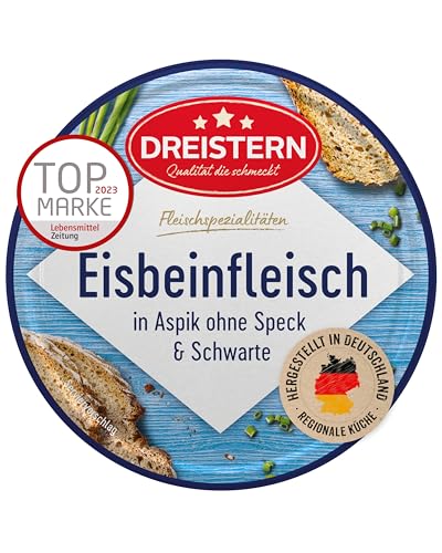 DREISTERN Eisbeinfleisch in feinem Aspik 200g I Ohne Speck & Schwarte I Herzhafte Spezialität in recyclebarer Konservendose I Lange Haltbarkeit dank natürlicher Konservierung I Hausmacher Qualität