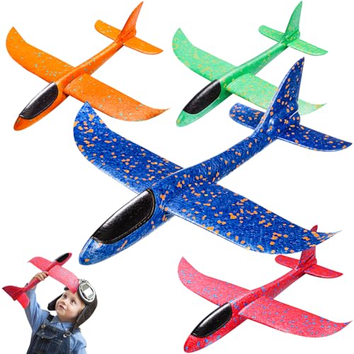 PATRICHOR Styroporflieger Flieger Styropor Kinder, 4 Stücke Flugzeug Styropor Wurfgleiter, Flugzeug Kinder, Segelflugzeug Kinder, Flugzeug Spielzeug Groß