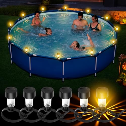 6 Stück Solar Poolbeleuchtung für Frame Pools,Wasserdichte Pool Licht für Aufstellpool,Outdoor Schwimmbecken-Zubehör mit Warmweißen Pool Lichter Schwimmend,Pool Beleuchtung für Gartenpool Dekoration