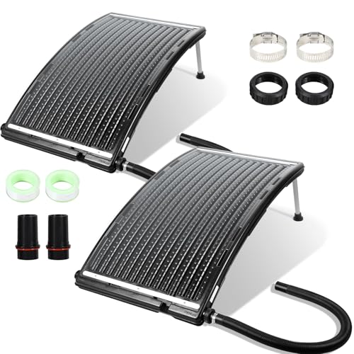 Herrselsam Poolheizung Solar 2 Sets, Solarheizung Pool 113 x 69 x 35 cm, Sonnenkollektor Pool Anschluss Ø 32-40mm, Höhenverstellbar Pool Heizungen Solar für Schwimmbad, Gartendusche