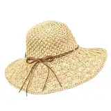 SHSHbuy Sonnenhut Damen,Sonnenhüte Damen Faltbarer UV Schutz Fischerhut,Outdoor Hut Atmungsaktiv Strandhut Boho Sonnenhut für Reisen,Urlaub Outdoor-Aktivitäten 56-58cm