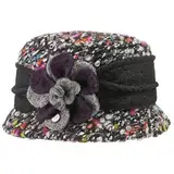 LIERYS Colourtouch Wollhut Damen - Damenhutmit Blume - Bucket Hat - Garniturband aus Filz - Made in Italy - Herbst/Winter anthrazit One Size