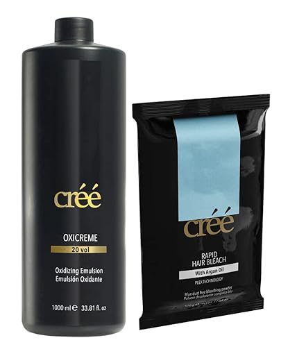Créé Blondierset mit Blondierungspulver und Entwickler 6% I praktisches Set zum Haare aufhellen I Blondierung in 500g Beutel & Oxidant 20 Vol in 1000 ml Flasche I Bleach Kit für zu Hause