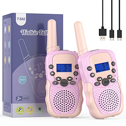 Spielzeug 3-12 Jahren Junge Mädchen, Bakoherp Walkie Talkies für Kinder Aufladbar mit 8 Kanäle, Kinder Walkie Talkie Wiederaufladbar mit VOX Funktion & Tastensperre für Abenteuer, Camping, Wandern