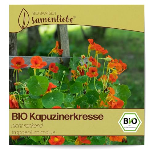 Samenliebe BIO Kapuzinerkresse Samen alte Sorte nicht rankend 10 Samen samenfestes Blumen Saatgut für Garten Freiland und Balkon BIO Blumensamen