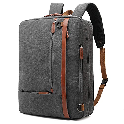 CoolBELL umwandelbar Aktentasche Rucksack Messenger Bag 17,3 Zoll Laptoptasche Herren Business Umhängetasche Mehrzweck Arbeitastasche Reisen Backpack Notebook Schultertasche(Canvas Grau)