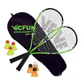 VICTOR Speed-Badminton 100 Set Premium- 2 Badmintonschläger, 3 Bälle und eine hochwertige Badmintontasche schwarz/grün