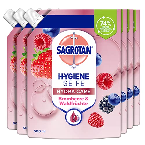 Sagrotan Handseife Nachfüller Brombeere und Waldfrüchte – 6 x 500 ml Flüssigseife