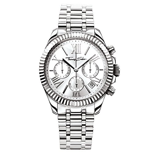 Thomas Sabo Damen Armbanduhr Divine Chrono Chronograph Quarz Edelstahl WA0253-201-201-38 MM