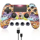 GGiking Wireless Controller für PS4, Game Controller kompatibel mit PS4/Pro/Slim/PC Gamepad mit Turbo/Zurück Taste/Dual Vibration/6-Achsen Gyro Sensor/Touchpanel