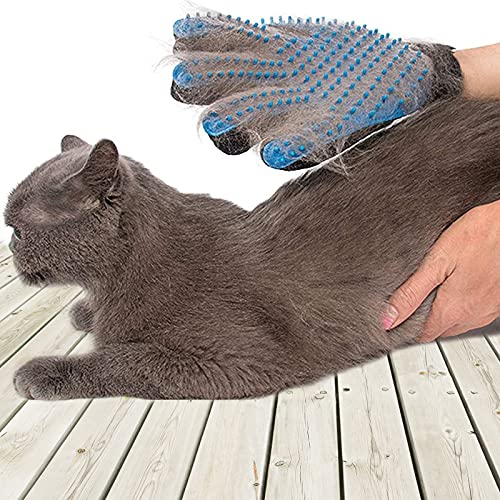 SSRIVER Haustier Fellpflegehandschuh - Sanfte Enthaarung und effiziente Massage für Hunde, Katzen und Pferde - Pet Mitt mit Bürsten für kurzes und langes Fell (1 Rechte Hand)